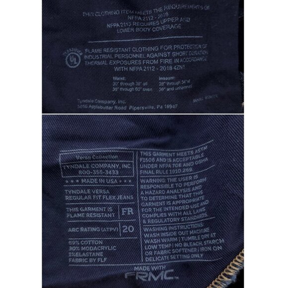 Tyndale FR Jeans CAT2 Versa Flame Resistant FRMC Men's "42x32" Real 44x33 NWT - Picture 5 of 10
